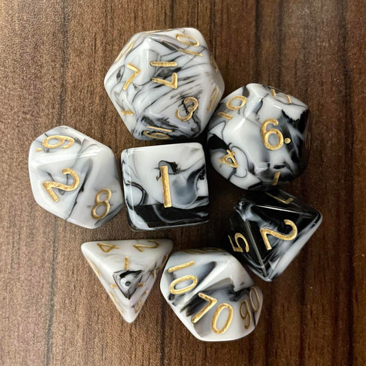 Marble Pattern High Quality Acrylic Dice Set | 16mm