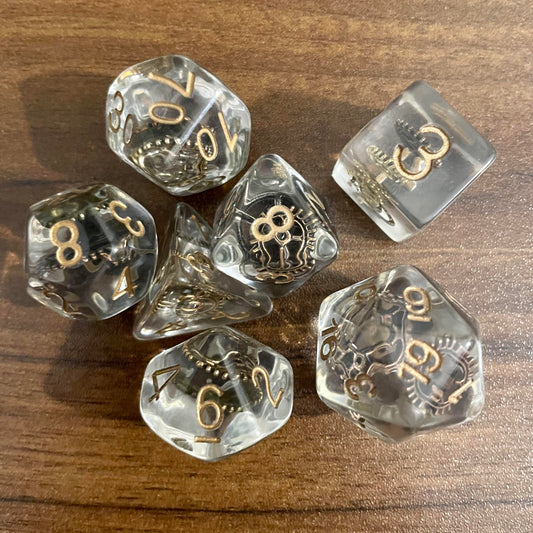 Unique Inclusions Resin Polyhedral Dice Set | 16mm